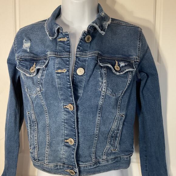 So Distressed Four Pocket Blue Jean Jacket Boho Preppy Xs - Picture 2 of 7